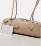 Alaïa Le Teckel Small Suede Shoulder Bag Beige | Crown Clutch