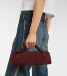 Alaïa Le Teckel Small Burgundy Suede Clutch Elegant Design | Crown Clutch