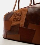 Miu Miu patchwork leather tote bag in brown lamb leather design
