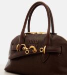 Miu Miu Aventure leather tote bag in brown with gold hardware
