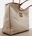 Miu Miu Ivy leather-trimmed canvas tote bag