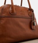 Miu Miu Vivant medium leather bowling bag in brown luxury handbag