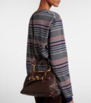 Miu Miu Aventure leather tote bag in brown with gold hardware