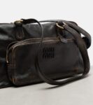 Miu Miu Beau Small Leather Bowling Bag in Brown | CrownClutch