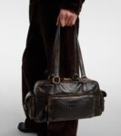Miu Miu Beau Small Leather Bowling Bag in Brown | CrownClutch